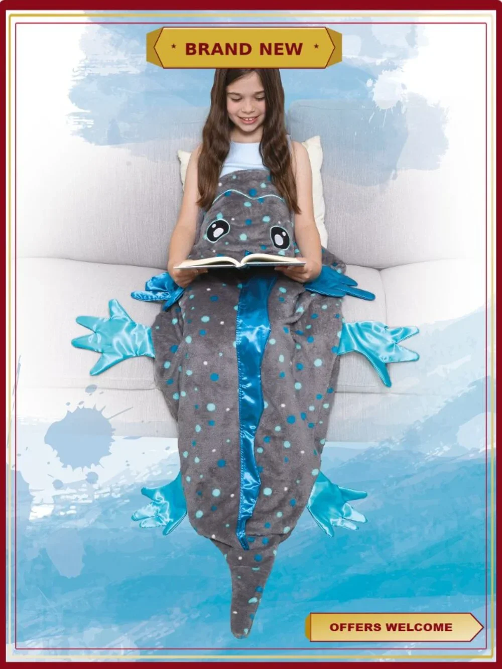 Wearable Blanket with Sleeves Super Soft Fleece Snuggie Tails